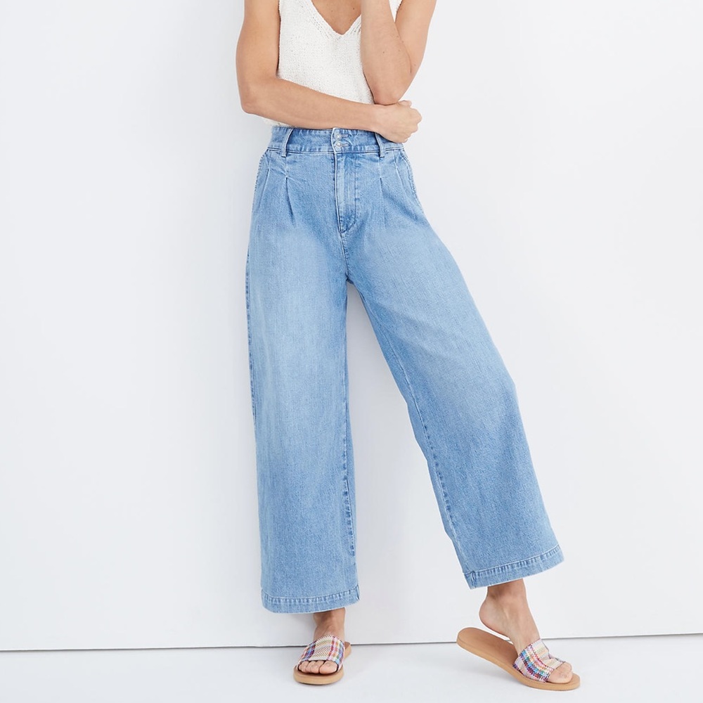 Madewell Pleated Wide-Leg Jeans in Kinnon Wash sz 10